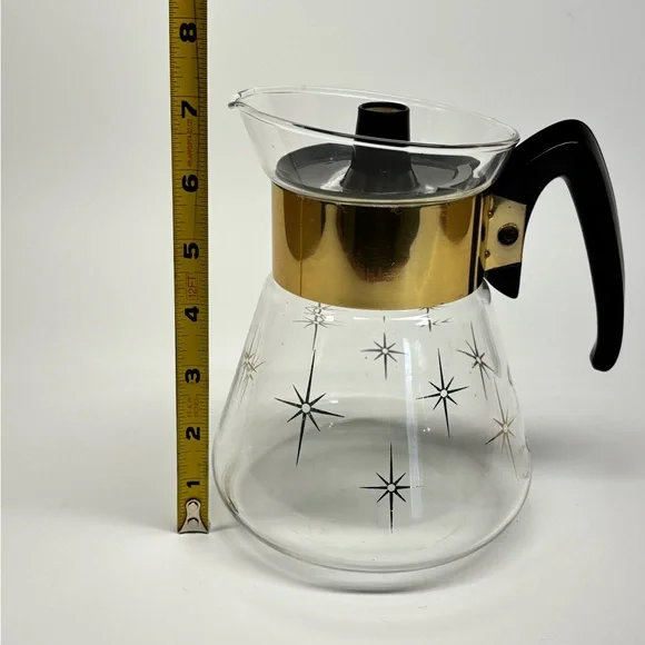 Vintage MCM Pyrex Corning 1960s Atomic Star Burst 4-6 Cup Coffee Pot Carafe - Picture 10 of 10